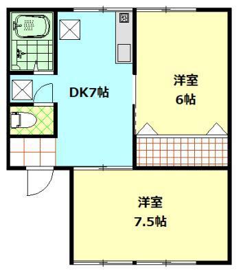 レジデンス桑原 B(2DK/2階)の間取り写真