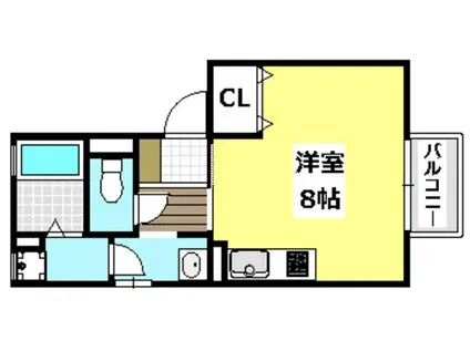 テラー・ウエスト新芦屋(1K/2階)の間取り写真