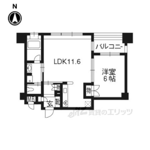リーガル京都烏丸通(1LDK/7階)の間取り写真