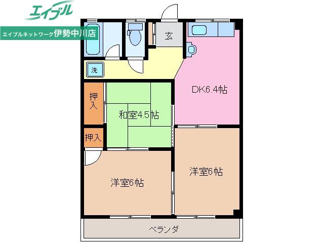 三井ハイツ(3DK/2階)の間取り写真
