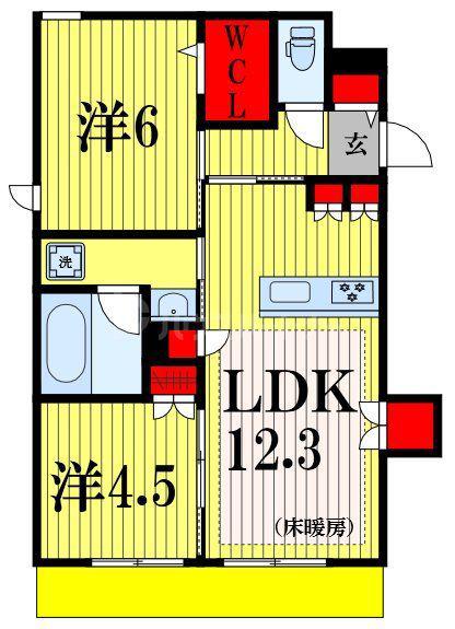 フォルトゥーナ(2LDK/1階)の間取り写真