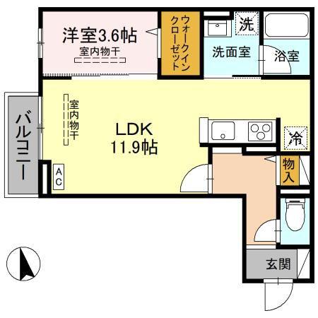 D-TOJO(1LDK/2階)の間取り写真