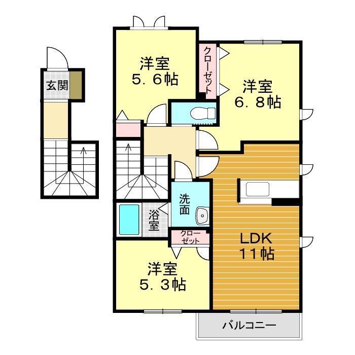 グリーンクレスト(3LDK/2階)の間取り写真