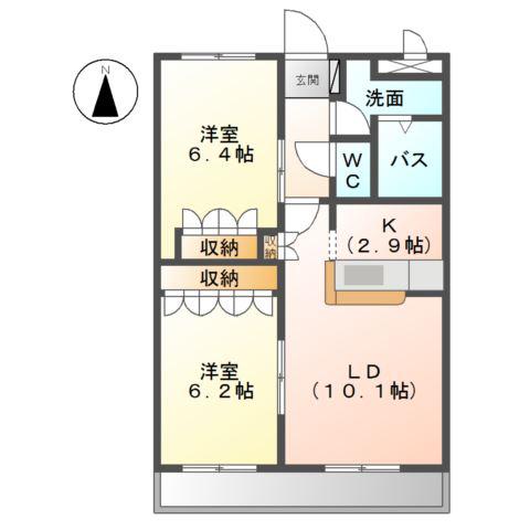 GREEN BOSS(2LDK/2階)の間取り写真
