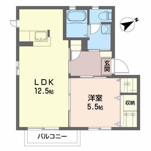 シャーメゾンアヴァンセB(1LDK/1階)の間取り写真