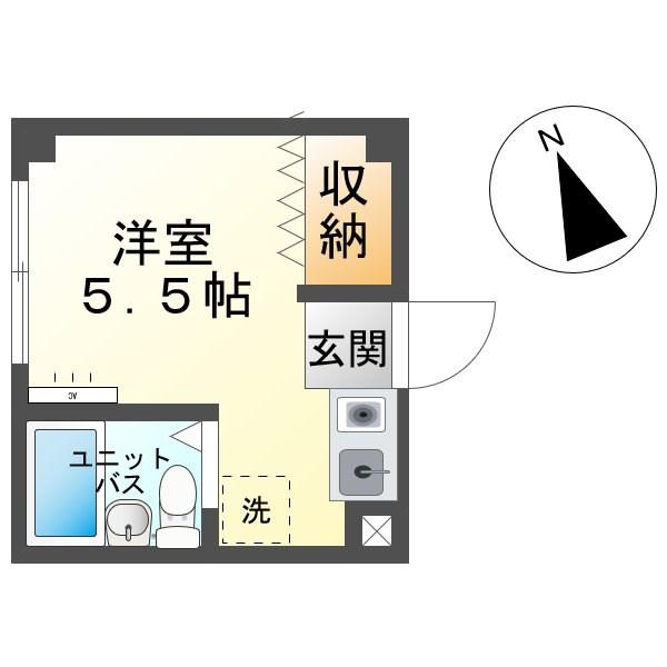 ルーミング白樺(ワンルーム/2階)の間取り写真
