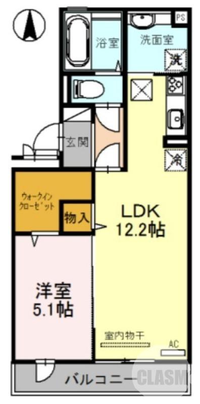 GRANFIRST(1LDK/1階)の間取り写真