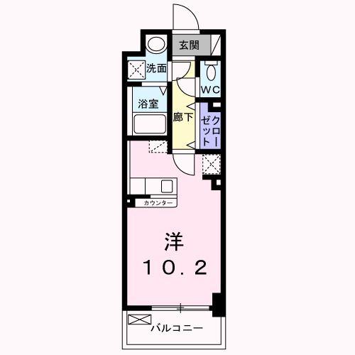 エバーハイム畝傍(ワンルーム/4階)の間取り写真