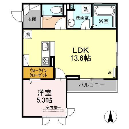 D-ROOM引野(1LDK/3階)の間取り写真