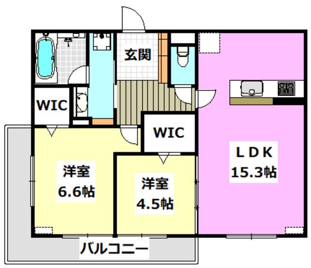 D-RESIDENCE南茨木II(2LDK/1階)の間取り写真