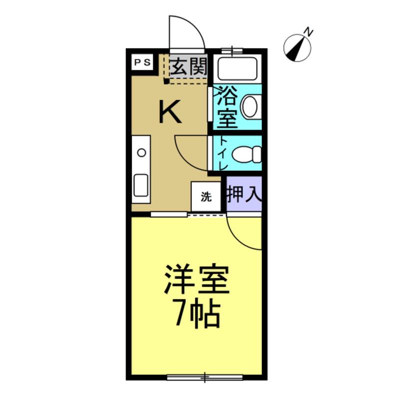ハイツ成田(1K/1階)の間取り写真