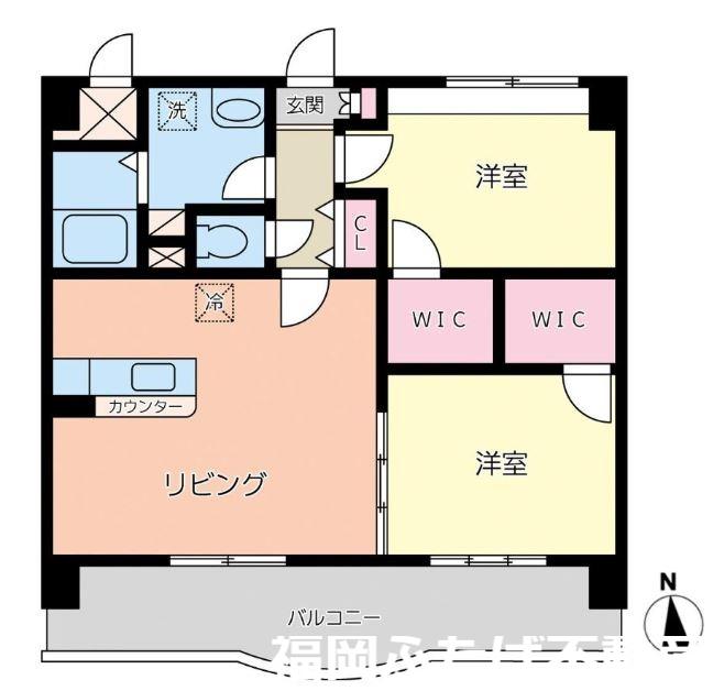 レブリアント板付(2LDK/8階)の間取り写真