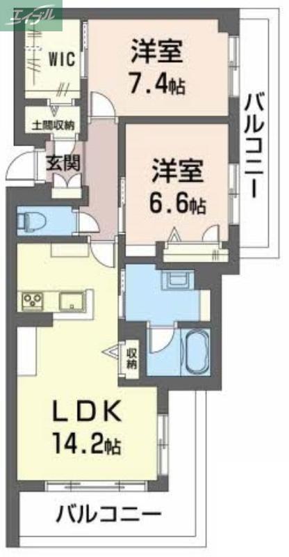 クロムノワール(2LDK/3階)の間取り写真