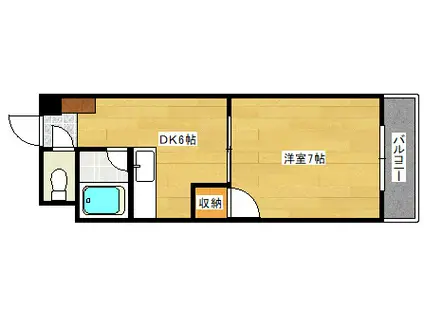 第2スカイビル(1DK/3階)の間取り写真