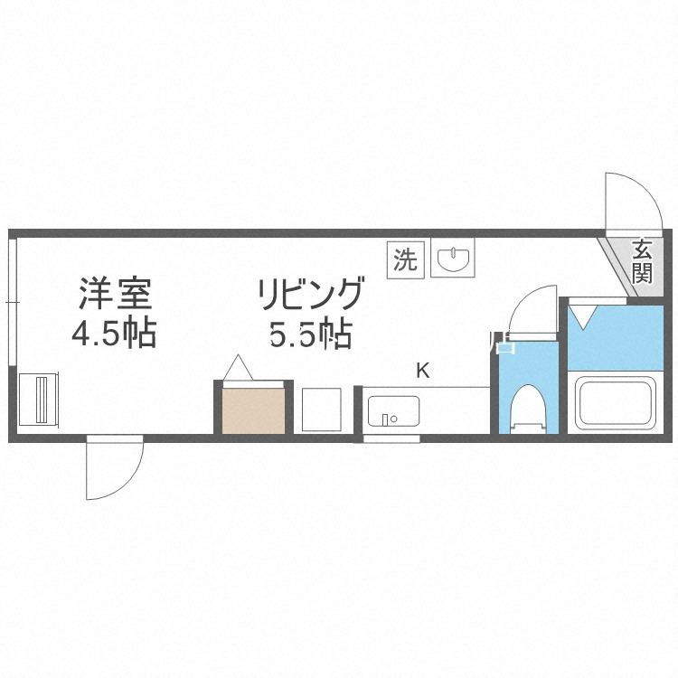 ウィングレジデンス(1DK/1階)の間取り写真