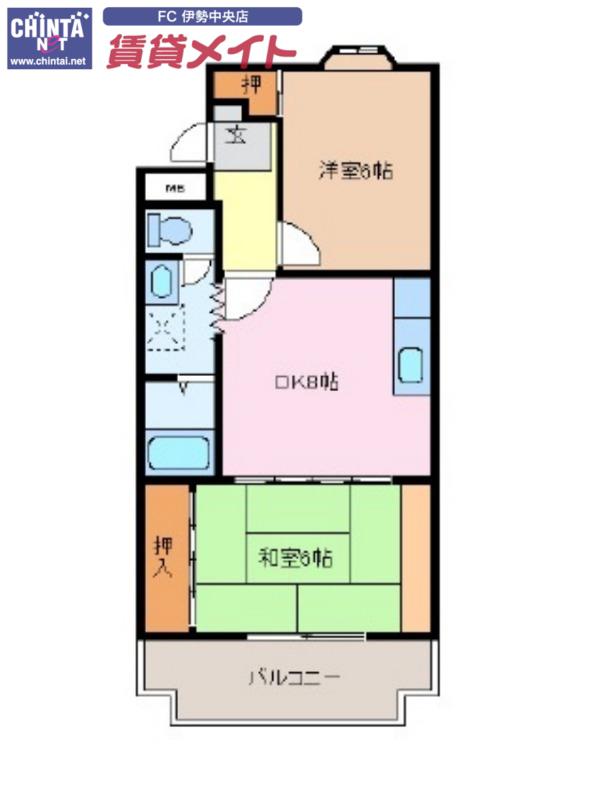 松月マンション(2DK/2階)の間取り写真