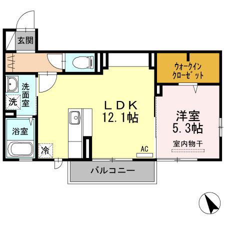 WIT CUBE A棟(1LDK/2階)の間取り写真