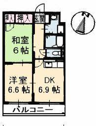 光町イースト(2DK/2階)の間取り写真