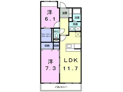 プレシャス ルミナス(2LDK/5階)の間取り写真