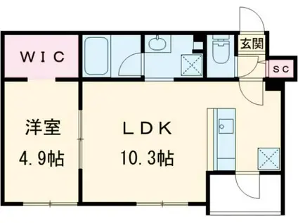オリオン恵庭A6(1LDK/1階)の間取り写真