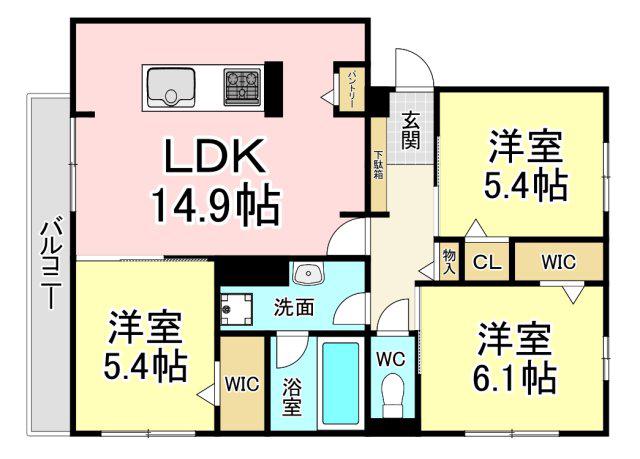 TORISIA相生町(3LDK/2階)の間取り写真