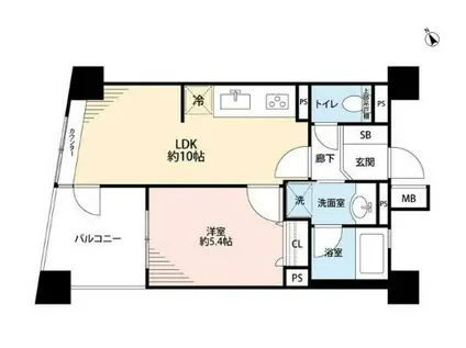 コスモ上野パークサイドシティ(1LDK/7階)の間取り写真