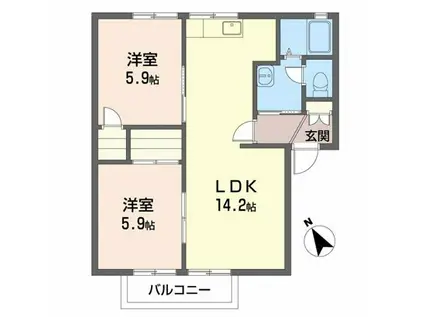 ダイアンサスK・II(2LDK/2階)の間取り写真