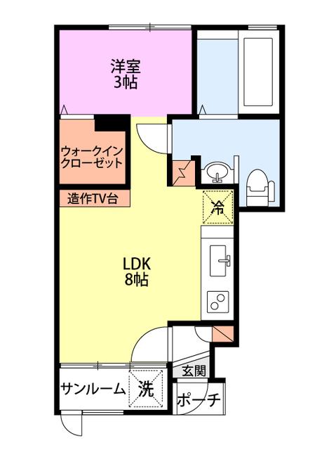 COMMON 2ND 網川原A(1LDK/1階)の間取り写真