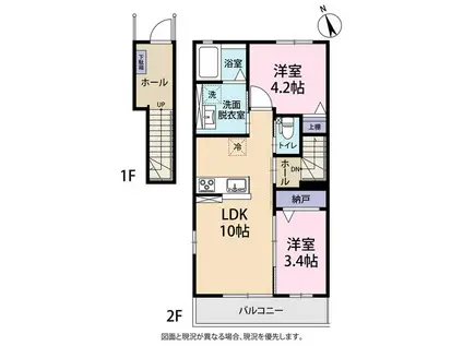 FOREST伏見A(2LDK/2階)の間取り写真