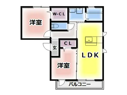 バレンシア(2LDK/2階)の間取り写真
