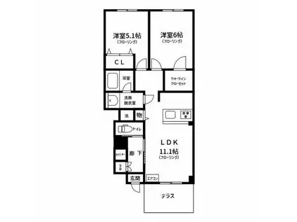 CASA ALIVIO(2LDK/1階)の間取り写真