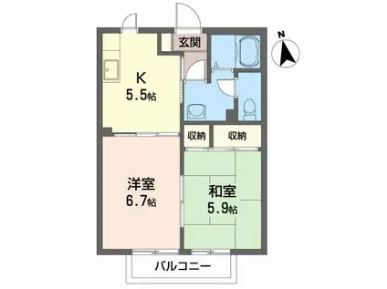 サクセスメゾン(2K/1階)の間取り写真