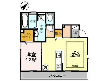 ＪＲ七尾線 宇野気駅 徒歩9分 2階建 築8年(1LDK/1階)の間取り写真