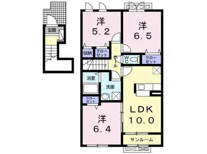 シェル・トゥールB(3LDK/2階)の間取り写真