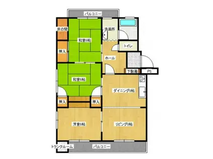 小笹ハイツ29棟(3LDK/4階)の間取り写真