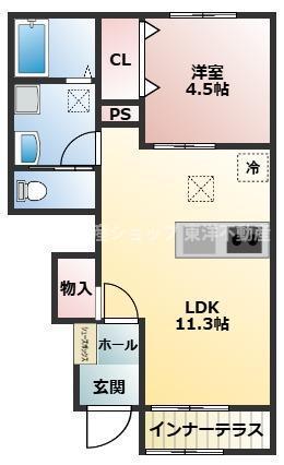 リーブルファイン久喜久喜東II(1LDK/1階)の間取り写真