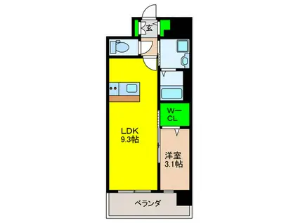 D.CLAREST MELDIA早良街道(1LDK/6階)の間取り写真