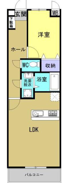 杉村ビル(1LDK/4階)の間取り写真