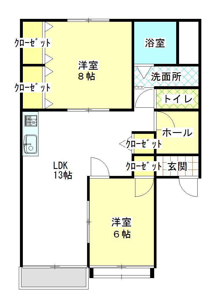 ハウスプラド-ル(2LDK/2階)の間取り写真