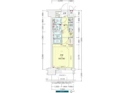 プレサンス鶴舞パーク&ステーション(1K/7階)の間取り写真