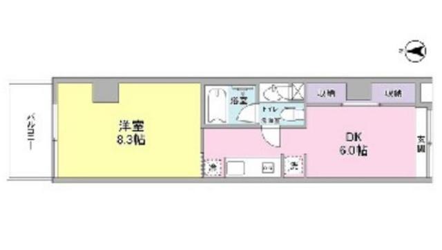 WELL TOWER(1DK/3階)の間取り写真