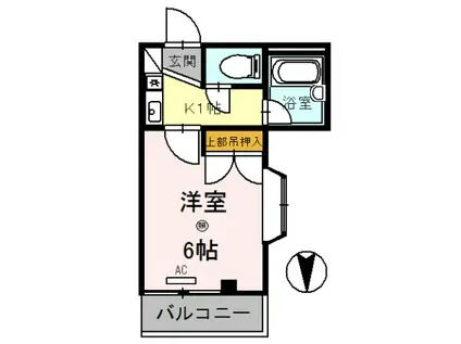 スカイビュー(1K/6階)の間取り写真