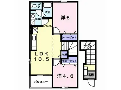 リバティハウスII(2LDK/2階)の間取り写真