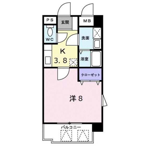 グランスイート(1K/4階)の間取り写真