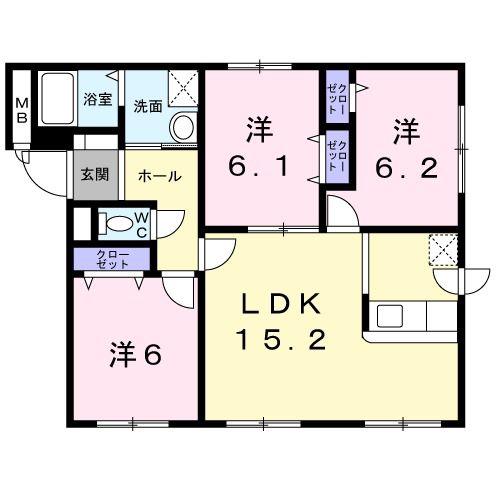プロムナード信濃(3LDK/3階)の間取り写真