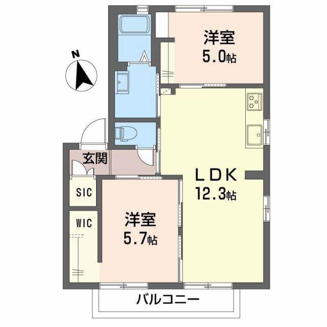 コーポラス青葉A棟(2LDK/2階)の間取り写真