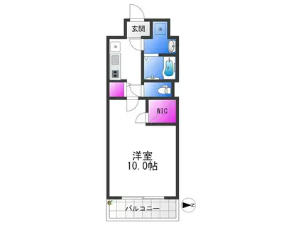 パラス・ティラ平野ウエスト(1K/2階)の間取り写真