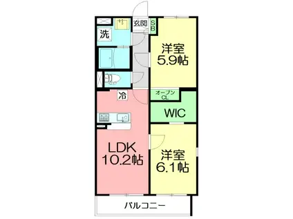 ウィンド湘南(2LDK/2階)の間取り写真
