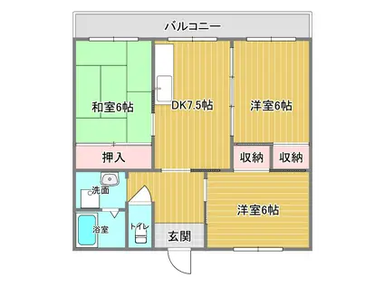 スカイハイ上戸町(3DK/2階)の間取り写真