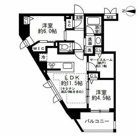 ユニハイム小岩(2SLDK/3階)の間取り写真